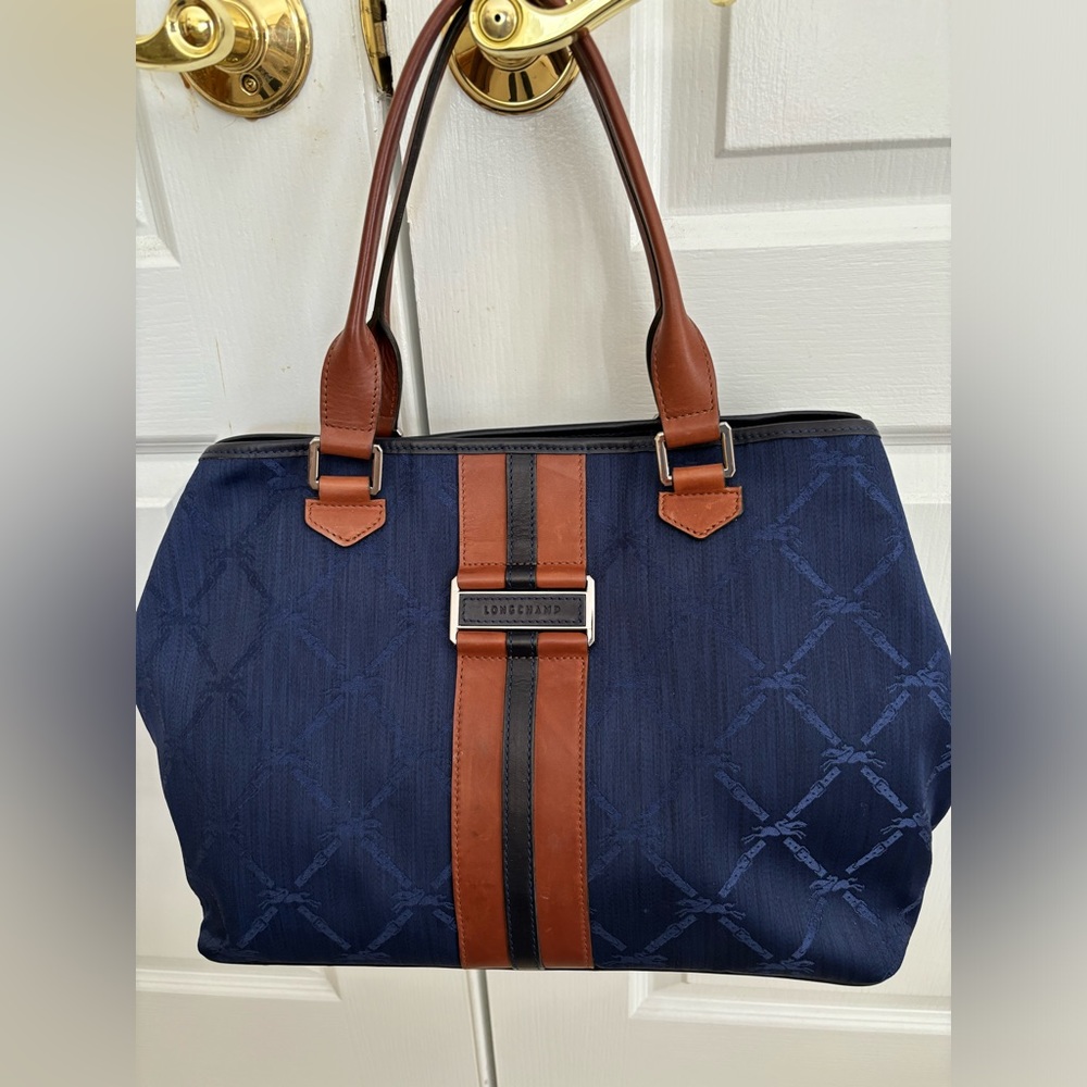 Longchamp Vintage Blue Jacquard Canvas Bag. Includes dust bag.Purchased from NM.